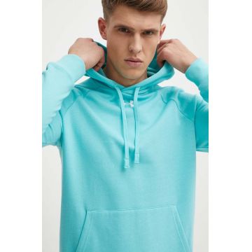 Under Armour bluza barbati, culoarea turcoaz, cu glugă, neted