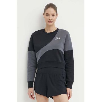 Under Armour bluză trening Essential culoarea negru, modelator