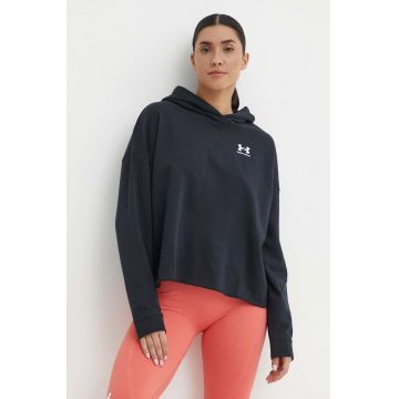 Under Armour hanorac de antrenament Rival culoarea negru, cu glugă, neted