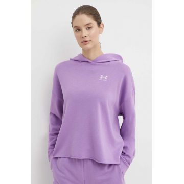 Under Armour hanorac de antrenament Rival culoarea violet, cu glugă, neted