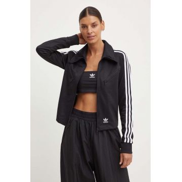 adidas Originals bluză Montreal Track top femei, culoarea negru, cu imprimeu, IU2524