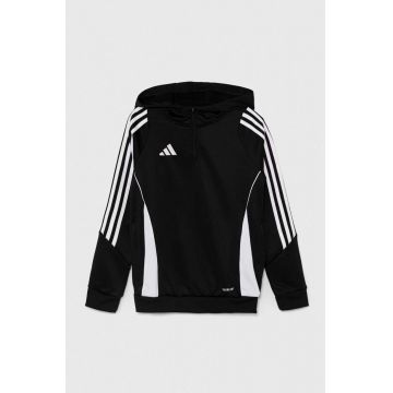 adidas Performance bluza copii TIRO24 TRHOODY culoarea negru, cu glugă, cu imprimeu, IJ9960