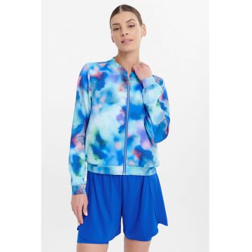 Bluza de trening cu fermoar si model tie-dye