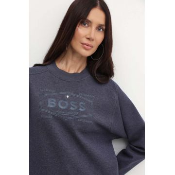 BOSS bluza femei, culoarea albastru marin, cu imprimeu, 50518770