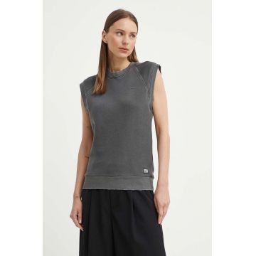 G-Star Raw vestă din bumbac culoarea gri, neted, D24581-D575