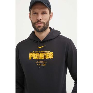 Nike bluza Pittsburgh Pirates barbati, culoarea negru, cu glugă, cu imprimeu