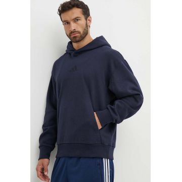 adidas bluza All SZN barbati, culoarea albastru marin, cu glugă, neted, IY4122