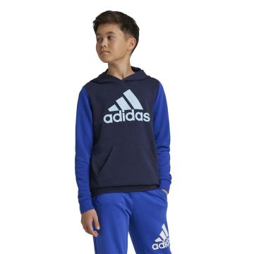 adidas bluza copii J BL CB HD culoarea albastru marin, cu glugă, cu imprimeu, IX9511