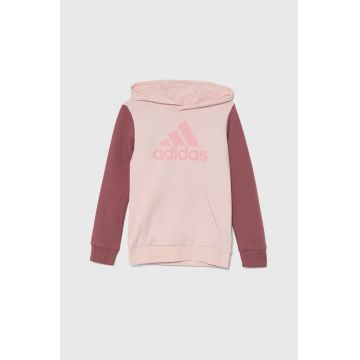 adidas bluza copii J BL CB HD culoarea roz, cu glugă, cu imprimeu, IX9512