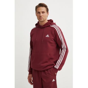 adidas bluza Essentials barbati, culoarea bordo, cu glugă, cu imprimeu, JG5949