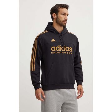 adidas bluza Tiro barbati, culoarea negru, cu glugă, cu imprimeu, IW8869