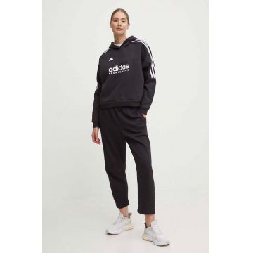 adidas bluza Tiro femei, culoarea negru, cu glugă, cu imprimeu, IX3780