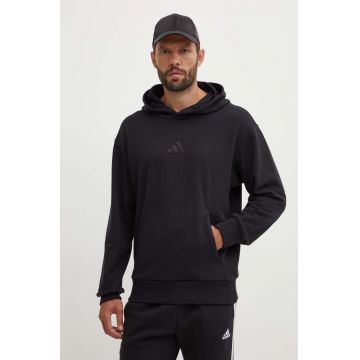 adidas hanorac de bumbac All SZN barbati, culoarea negru, cu glugă, cu imprimeu, IX1248