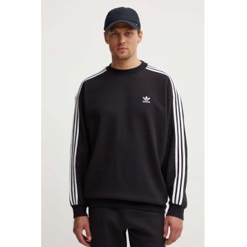 adidas Originals bluză Adicolor Oversized Crew bărbați, culoarea negru, cu imprimeu, IZ1829