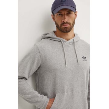 adidas Originals hanorac de bumbac barbati, culoarea gri, cu glugă, melanj, IX7670