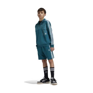 adidas Originals hanorac de bumbac pentru copii HZ CREW culoarea verde, cu imprimeu, IY0012