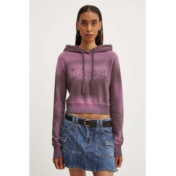 Diesel hanorac de bumbac F-SLIMMY-HOOD-P1 femei, culoarea violet, cu glugă, modelator, A14184.0IPAP