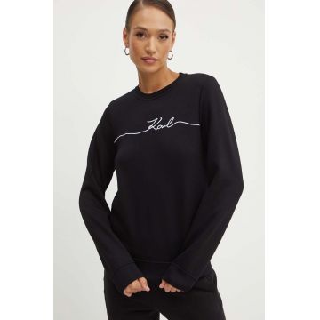 Karl Lagerfeld bluza femei, culoarea negru, cu imprimeu, 245W1806