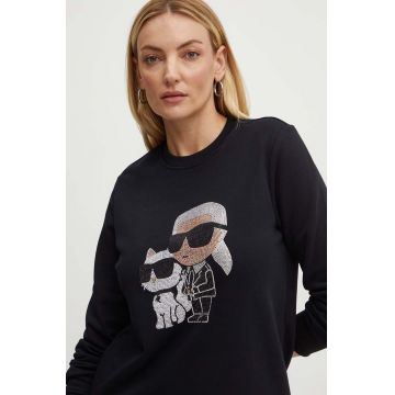 Karl Lagerfeld bluza femei, culoarea negru, cu imprimeu, 245W1812