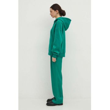 Medicine bluza femei, culoarea verde, cu glugă, neted