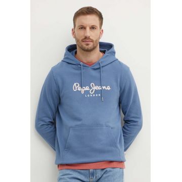 Pepe Jeans hanorac de bumbac SAUL HOODIE barbati, cu glugă, cu imprimeu, PM582695