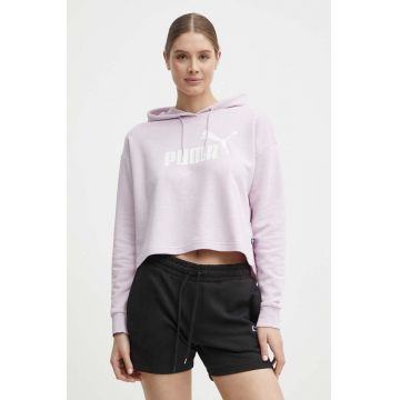 Puma bluză femei, culoarea roz, cu glugă, imprimeu 586870