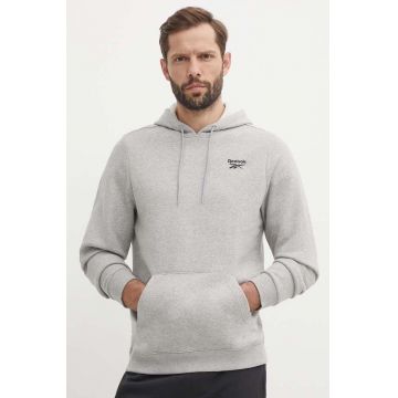 Reebok bluza Identity barbati, culoarea gri, cu glugă, melanj, 100202875