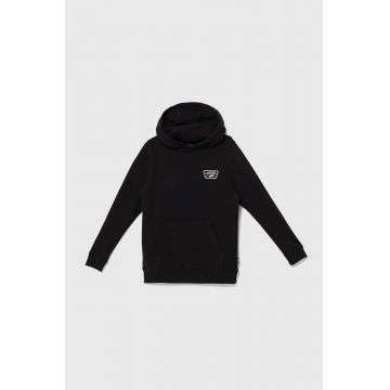 Vans hanorac de bumbac pentru copii BY Full Patched II PO culoarea negru, cu glugă, cu imprimeu, VN000JBEBLK1