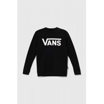 Vans hanorac de bumbac pentru copii CLASSIC II CREW culoarea negru, cu imprimeu, VN000K99BLK1