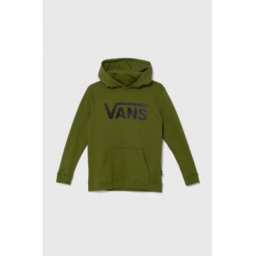 Vans hanorac de bumbac pentru copii Classic II PO BY culoarea verde, cu glugă, cu imprimeu, VN000JBMCIB1