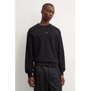 A.P.C. hanorac de bumbac sweat boxy micro logo GOTS barbati, culoarea negru, neted, COHBX.H27910