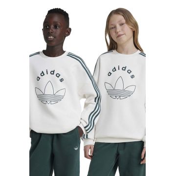 adidas Originals bluza copii CREW culoarea alb, cu imprimeu, JE0513