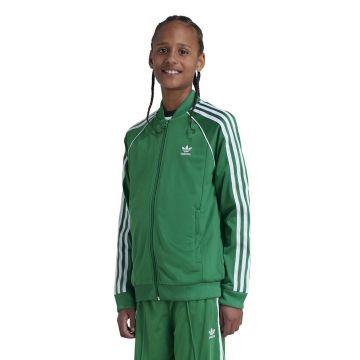 adidas Originals bluza copii SST TRACK TOP culoarea verde, cu imprimeu, IY7458