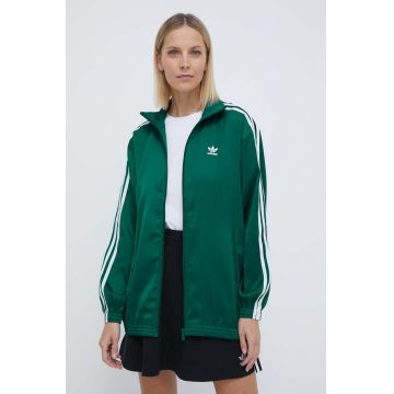 adidas Originals bluză Track top femei, culoarea turcoaz, cu imprimeu, IP0699