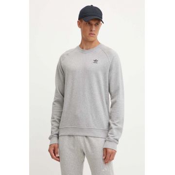 adidas Originals hanorac de bumbac barbati, culoarea gri, melanj, IX7677