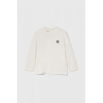 adidas Originals hanorac de bumbac pentru copii LONG SLEEVE culoarea alb, cu imprimeu, IX9823