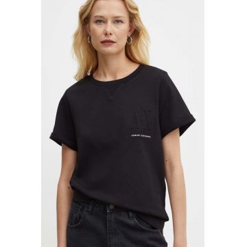 Armani Exchange hanorac de bumbac femei, culoarea negru, cu imprimeu, 8NYM03 YJ68Z