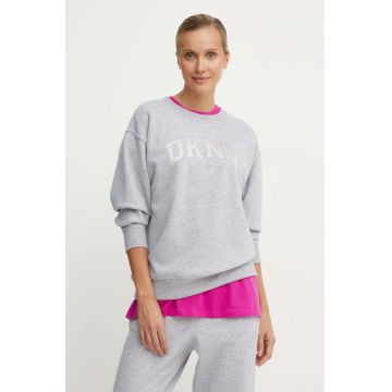 Dkny bluza femei, culoarea gri, cu imprimeu, DP4T9809