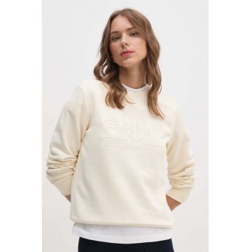 Gant bluza femei, culoarea bej, cu imprimeu