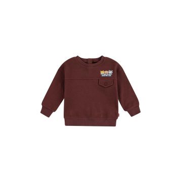 Levi's bluza bebe CHARACTER POCKET CREW culoarea maro, cu imprimeu, 6EL339