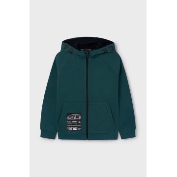 Mayoral bluza copii culoarea verde, cu glugă, cu imprimeu, 7464