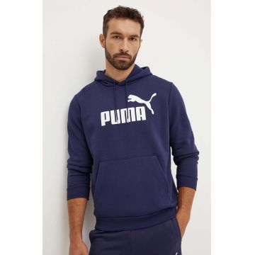 Puma bluza barbati, culoarea albastru marin, cu glugă, cu imprimeu