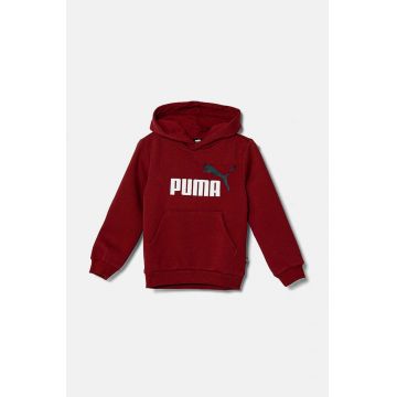 Puma bluza copii culoarea rosu, cu glugă, cu imprimeu