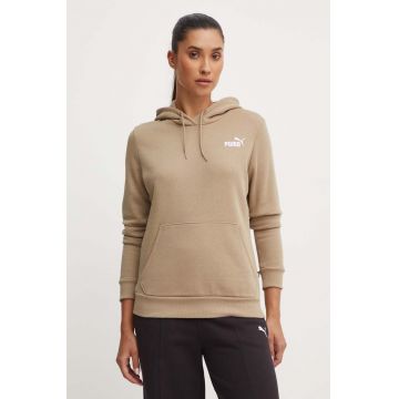 Puma bluza femei, culoarea verde, cu glugă, neted