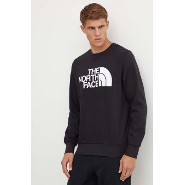 The North Face bluza Easy Crew barbati, culoarea negru, cu imprimeu, NF0A89FGJK31