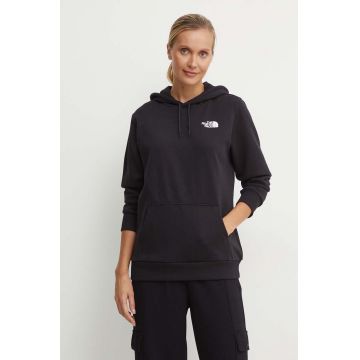 The North Face bluza Simple Dome Hoodie femei, culoarea negru, cu glugă, cu imprimeu, NF0A89EYJK31