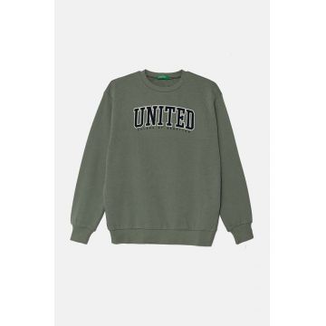 United Colors of Benetton hanorac de bumbac pentru copii culoarea verde, cu imprimeu, 3J68C10JM