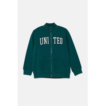 United Colors of Benetton hanorac de bumbac pentru copii culoarea verde, modelator, 3J70G5033