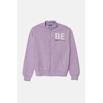 United Colors of Benetton hanorac de bumbac pentru copii culoarea violet, modelator, 3J68C503Y