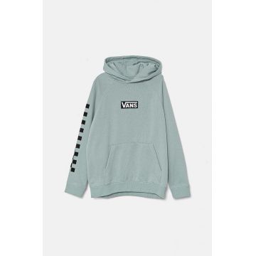 Vans bluza copii BOXED PO culoarea turcoaz, cu glugă, cu imprimeu, VN000JBRM8I1